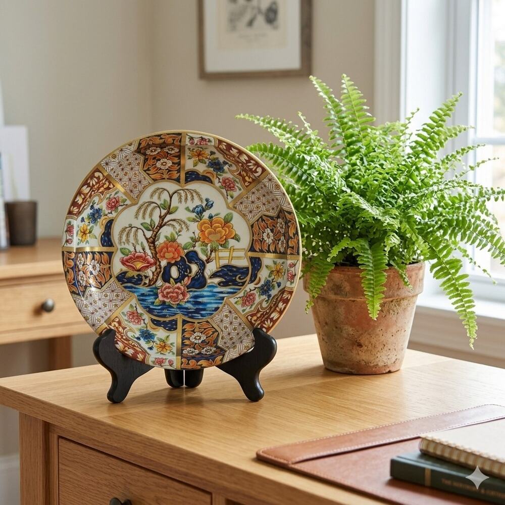 Vtg Daher Ware Tin‎ Bowl Asian Chinoiserie Floral Decorative Plate Imari 10"